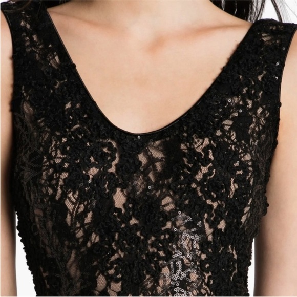 Dress the Population Carole Black Sequin and Lace Cocktail Sheath Dress Size M - Picture 3 of 13